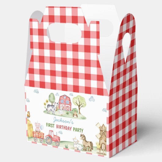 Farm Animals Barnyard Kids Birthday Favor Boxes Bedankdoosjes (Geopend)