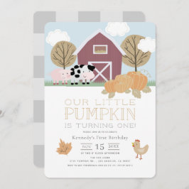 Farm Animals Barnyard Pumpkin Patch 1st Birthday I Kaart