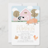 Farm Animals Barnyard Pumpkin Patch 1st Birthday Kaart (Voorkant)