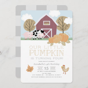 Farm Animals Barnyard Pumpkin Patch Birthday Foto Kaart