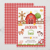 Farm Animals Barnyard Verjaardagsfeest Uitnodiging (Voorkant / Achterkant)
