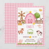 Farm Animals Barnyard Verjaardagsfeest Uitnodiging (Voorkant / Achterkant)