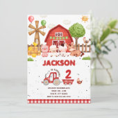 Farm Animals Barnyard Verjaardagsfeest Uitnodiging (Staand voorkant)