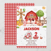 Farm Animals Barnyard Verjaardagsfeest Uitnodiging (Voorkant / Achterkant)