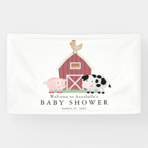 Farm Animals Barnyard White Baby shower Welkom Spandoek