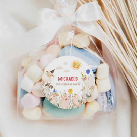 Farm Animals Birthday Banner Ronde Sticker