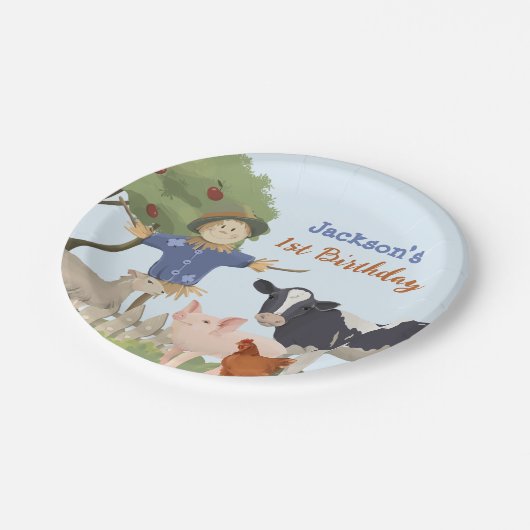Farm Animals Birthday, Barnyard Party Papieren Bordje (Gekanteld)