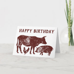 Farm Animals Birthday Card for Vegetarians Kaart