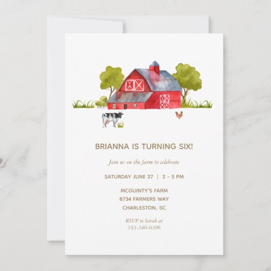 Farm Animals Birthday Celebration Invitation Kaart (Voorkant)