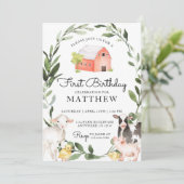 Farm Animals Birthday Invitation for a Boy Kaart (Staand voorkant)