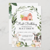 Farm Animals Birthday Invitation for a Boy Kaart (Voorkant / Achterkant)