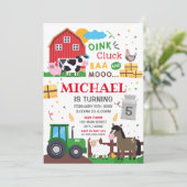 Farm animals Birthday kid Invitation Kaart (Staand voorkant)