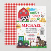 Farm animals Birthday kid Invitation Kaart (Voorkant / Achterkant)