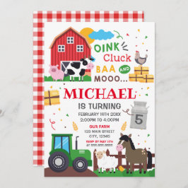 Farm animals Birthday kid Invitation Kaart