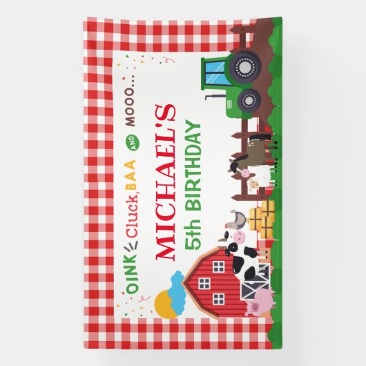 Farm animals birthday party banner backdrop (Verticaal)