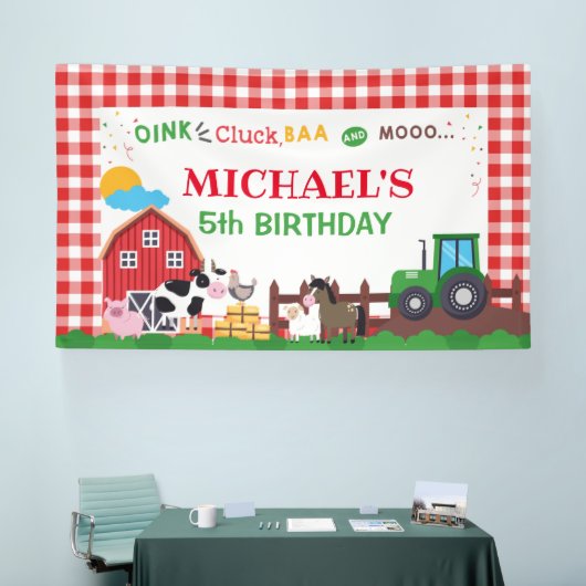 Farm animals birthday party banner backdrop (Beurs)