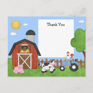 Farm Animals Birthday Party Hartelijk dank Bedankkaart