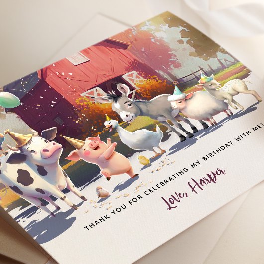 Farm Animals Birthday Party Hartelijk dank Bedankkaart