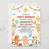 Farm Animals Birthday Party Invitation Kaart (Voorkant)