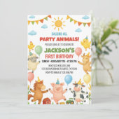 Farm Animals Birthday Party Invitation Kaart (Staand voorkant)