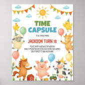 Farm Animals Birthday Party Time Capsule Sign Poster (Voorkant)