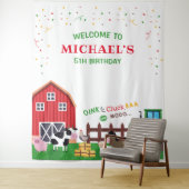 Farm animals birthday photobooth backdrop banner wandkleed (In situ)