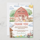 Farm Animals Birthday Thank You Card Kaart (Voorkant)