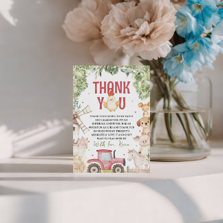 Farm Animals Birthday Thank You Card Kaart