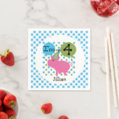 Farm Animals Blue Pig 4th Birthday Paper Napkins Servetten (Insitu)