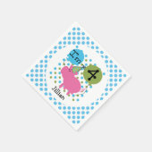 Farm Animals Blue Pig 4th Birthday Paper Napkins Servetten (Hoek)