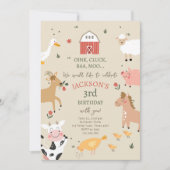 Farm Animals Boy Gingham Barnyard Birthday Kaart (Voorkant)