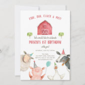 Farm Animals Boy Red Gingham Barnyard Birthday Kaart (Voorkant)