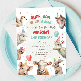 Farm Animals Boy Red Gingham Barnyard Birthday Kaart