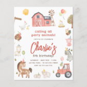 Farm Animals Budget Verjaardagsuitnodiging (Voorkant)