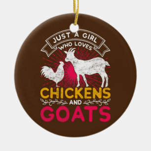 Farm Animals Chicken Goat Farmer Women Girls Keramisch Ornament