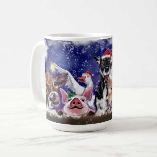 Farm Animals Christmas Coffee Mok (Voorkant links)
