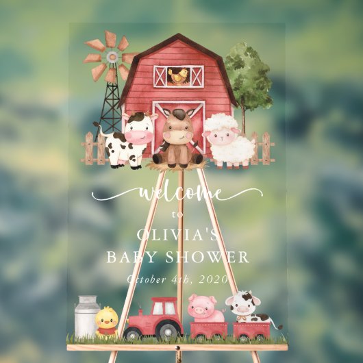 Farm Animals, Cute Animals, Baby Shower Welcome Acryl Bord (Neutraal)