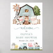 Farm Animals, Cute Animals, Baby Shower Welcome Poster (Voorkant)