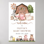 Farm Animals, Cute Animals, Baby Shower Welcome Poster (Voorkant)