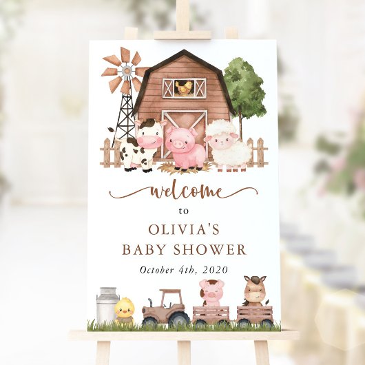 Farm Animals, Cute Animals, Baby Shower Welcome Poster