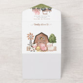 Farm Animals, Cute Animals, Barn, Baby Shower All In One Uitnodiging (Buitenkant)