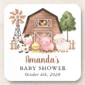 Farm Animals, Cute Animals, Barn, Baby Shower Bier Onderzetter (Voorkant)