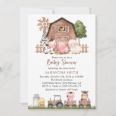 Farm Animals, Cute Animals, Barn, Baby Shower Kaart (Voorkant)