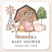Farm Animals, Cute Animals, Barn, Baby Shower Kartonnen Onderzetters (Voorkant)