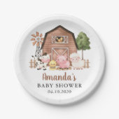 Farm Animals, Cute Animals, Barn, Baby Shower Papieren Bordje (Voorkant)