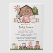 Farm Animals, Cute Animals, Barn, Baby Shower Vellum Uitnodigingen (Voorkant)
