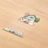 Farm Animals, Cute Animals, Barn, First Birthday Acryl Uitnodigingen (Laagn)