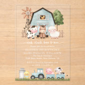Farm Animals, Cute Animals, Barn, First Birthday Acryl Uitnodigingen (Voorkant)
