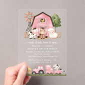 Farm Animals, Cute Animals, Barn, First Birthday Acryl Uitnodigingen (Insitu (Draagbaar))