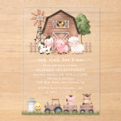 Farm Animals, Cute Animals, Barn, First Birthday Acryl Uitnodigingen (Voorkant)